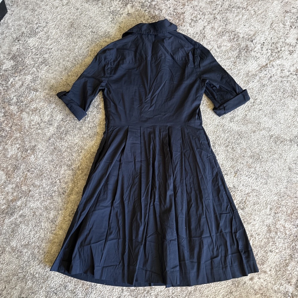 Tory Burch Sz 8Nautical Navy Blue & Gold Button Short Sleeve Dress With Pockets - Picture 9 of 14